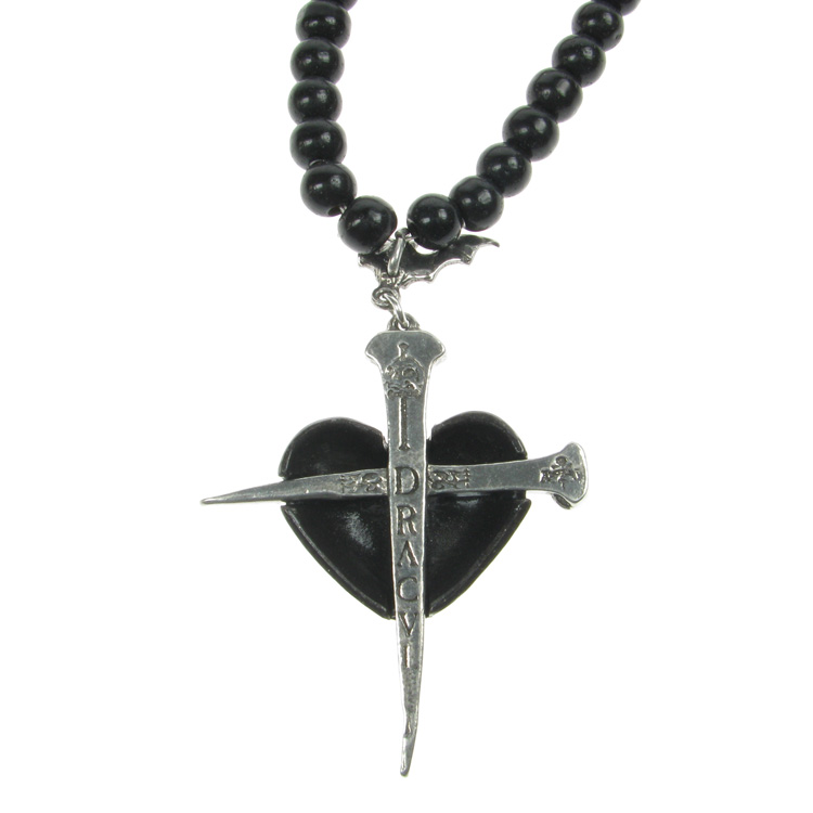 Alchemy Gothic Heart of Darkness Pendant and Black Bead